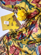 Premium Mustard Unstitched 3 Piece Lawn Suit