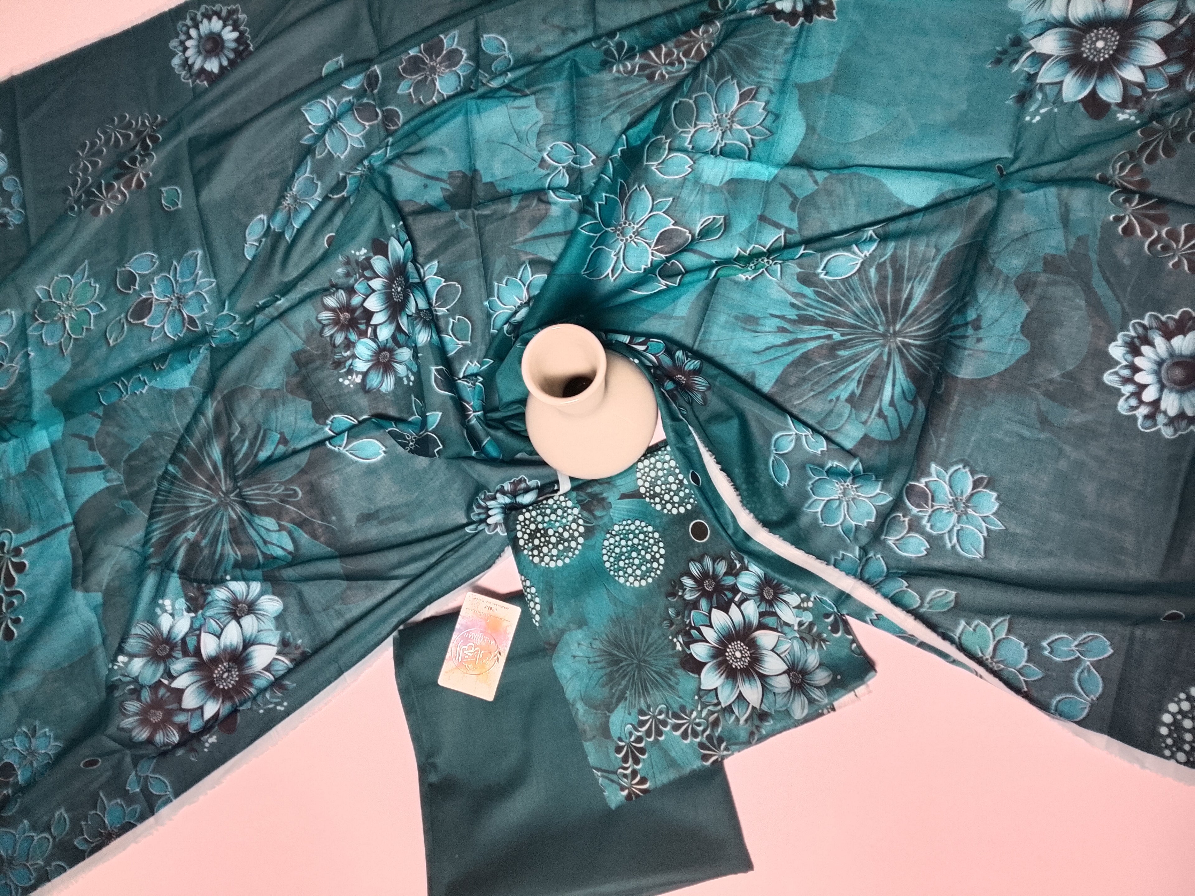 Refined Dark Teal Unstitched 3 Piece Lawn Suit