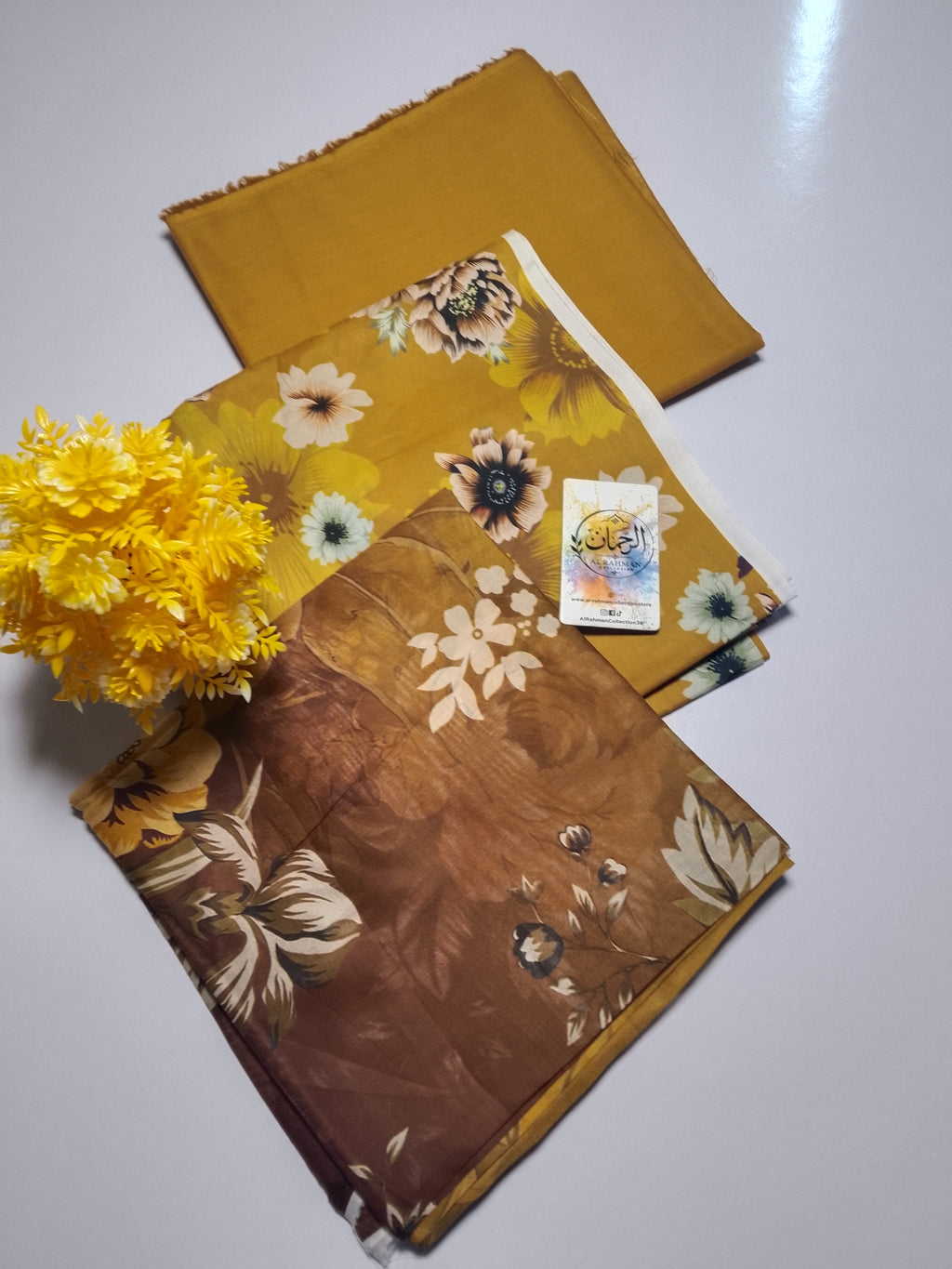Elegant Mustard Yellow Unstitched 3 Piece Lawn Suit