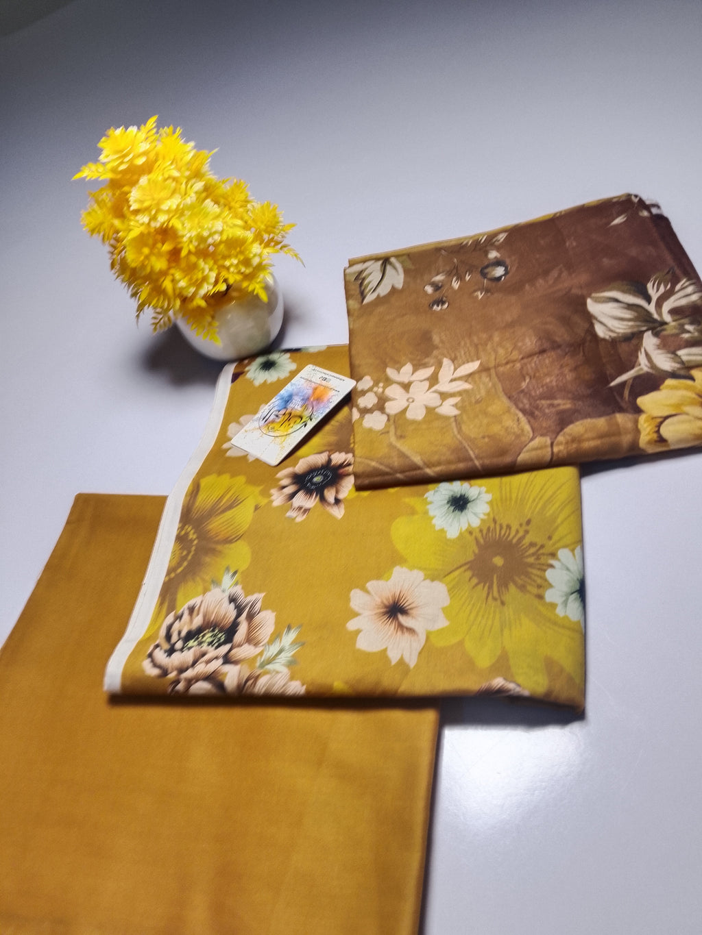 Elegant Mustard Yellow Unstitched 3 Piece Lawn Suit