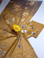 Elegant Mustard Yellow Unstitched 3 Piece Lawn Suit