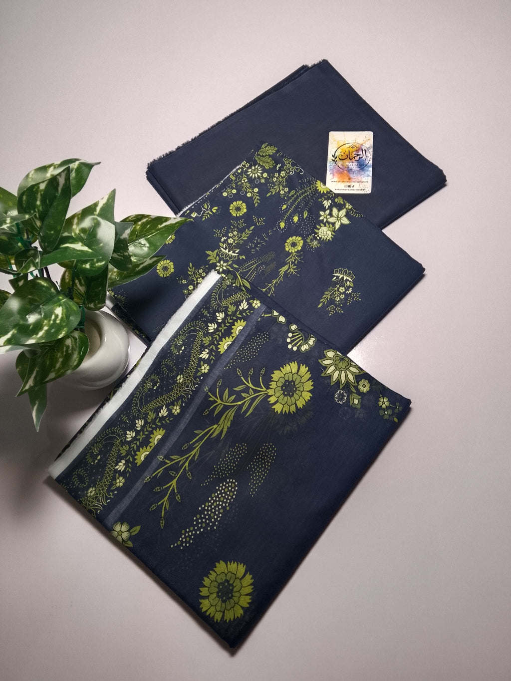 Sophisticated Dark Navy Blue Unstitched 3 Piece Lawn Suit