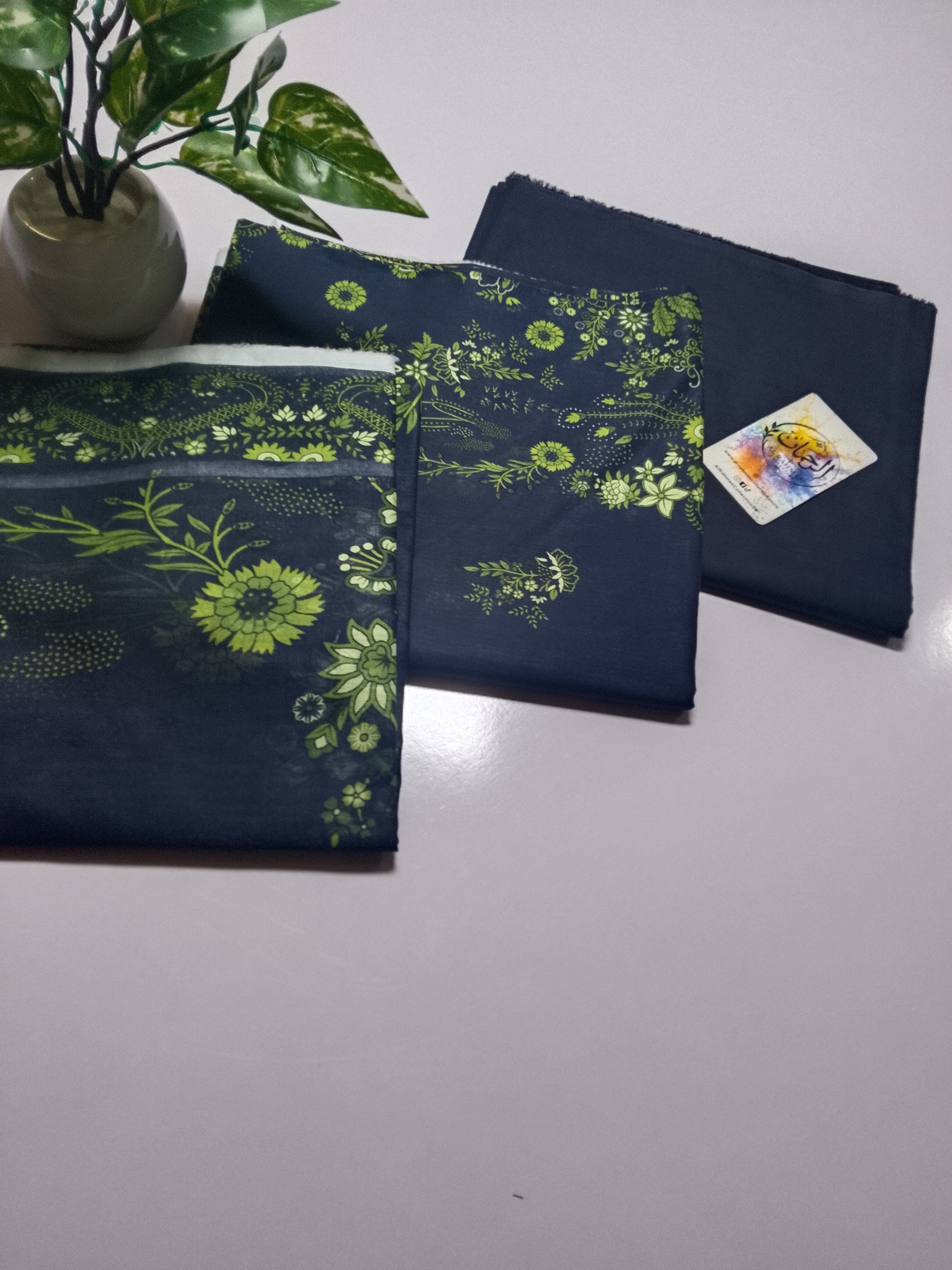 Sophisticated Dark Navy Blue Unstitched 3 Piece Lawn Suit