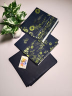 Sophisticated Dark Navy Blue Unstitched 3 Piece Lawn Suit