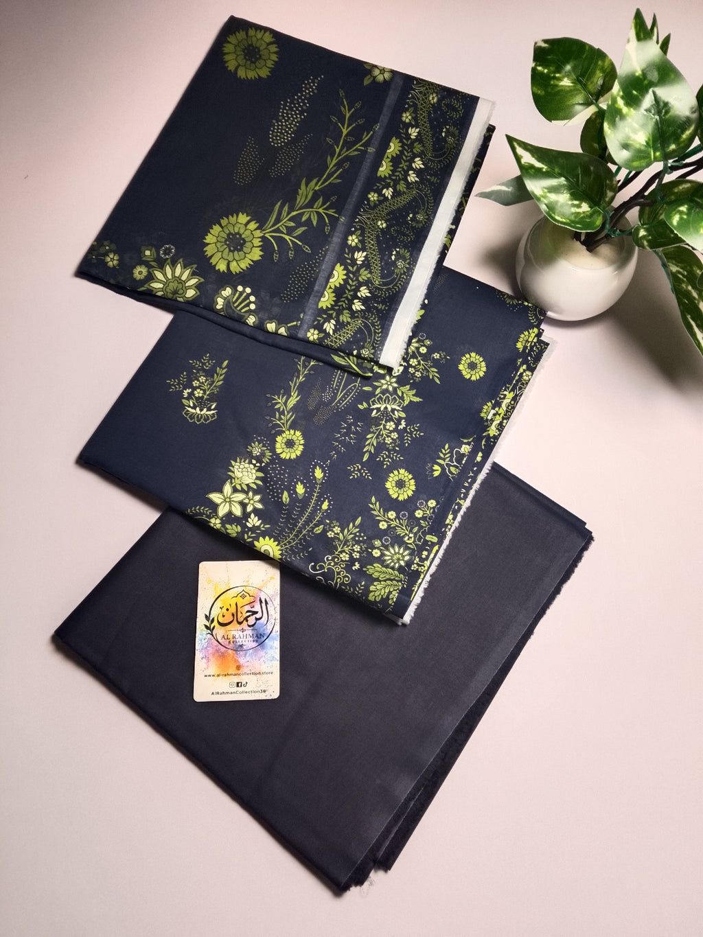 Sophisticated Dark Navy Blue Unstitched 3 Piece Lawn Suit