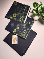 Sophisticated Dark Navy Blue Unstitched 3 Piece Lawn Suit