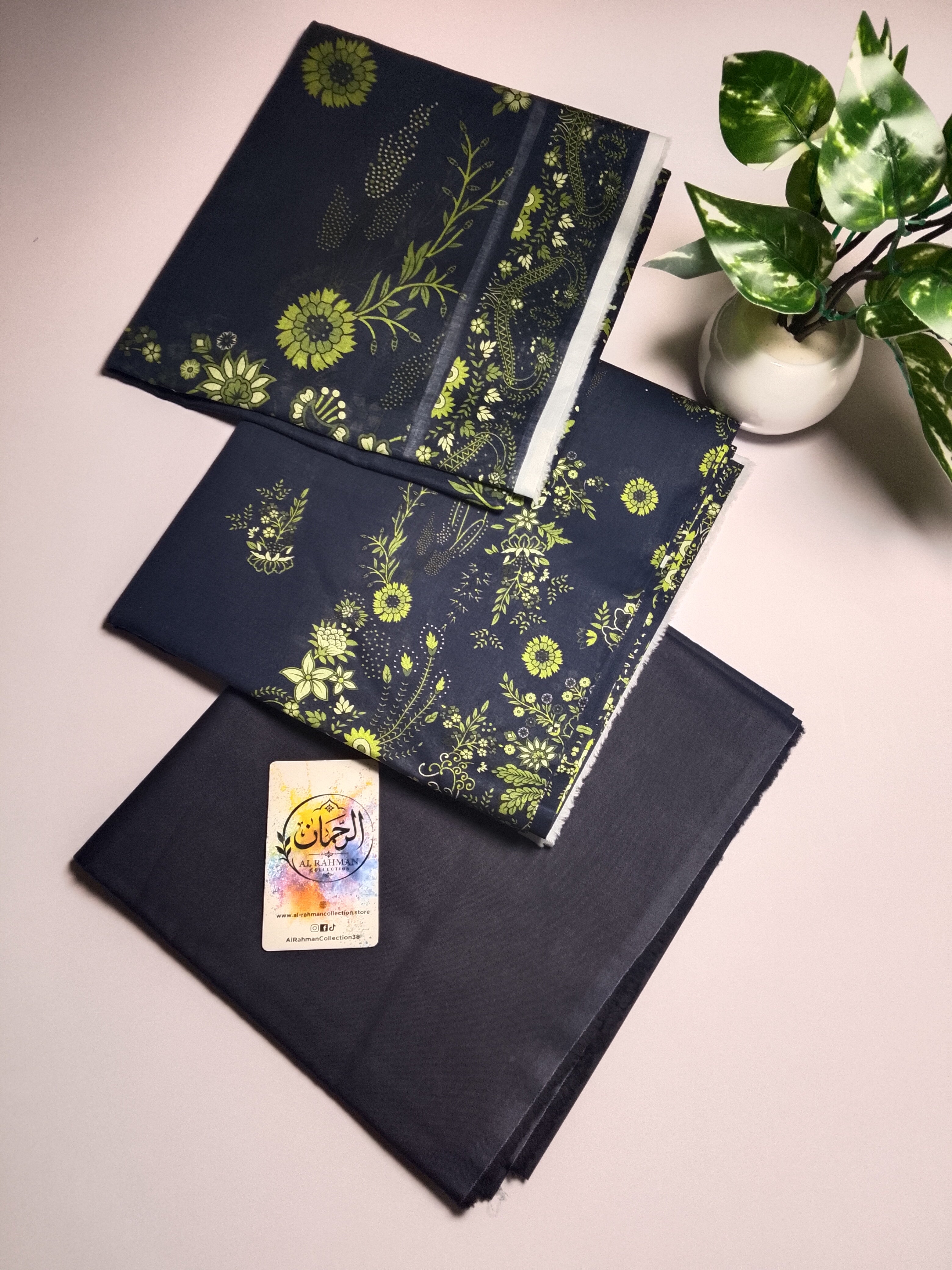 Sophisticated Dark Navy Blue Unstitched 3 Piece Lawn Suit