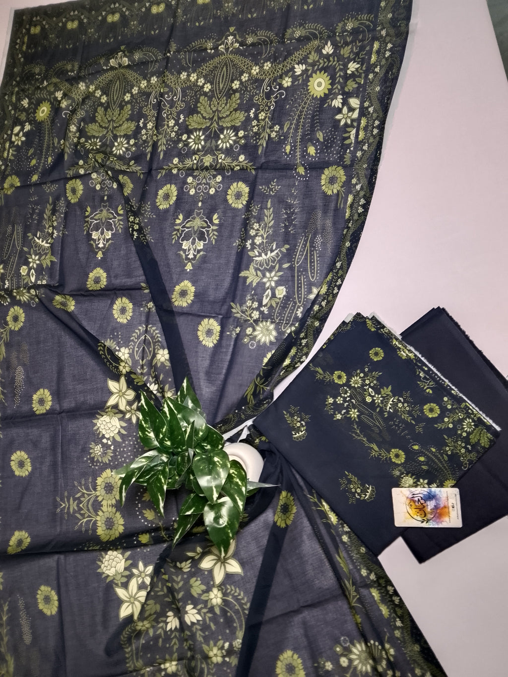 Sophisticated Dark Navy Blue Unstitched 3 Piece Lawn Suit
