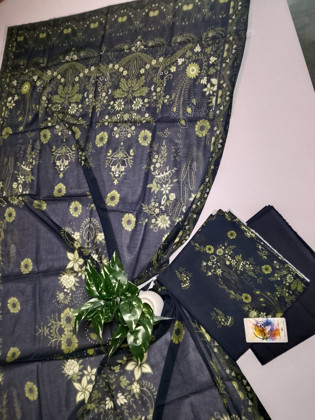 Sophisticated Dark Navy Blue Unstitched 3 Piece Lawn Suit