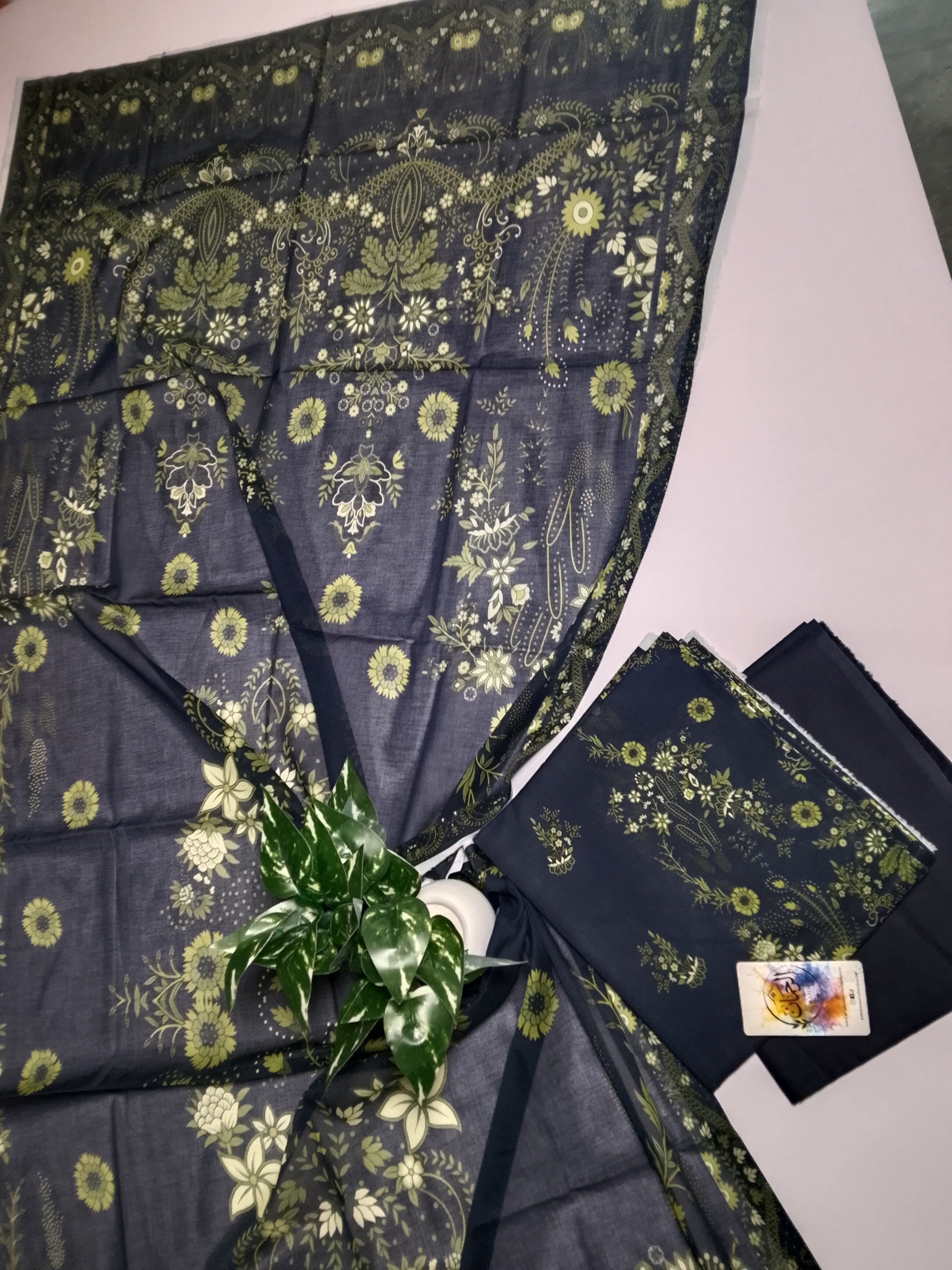 Sophisticated Dark Navy Blue Unstitched 3 Piece Lawn Suit