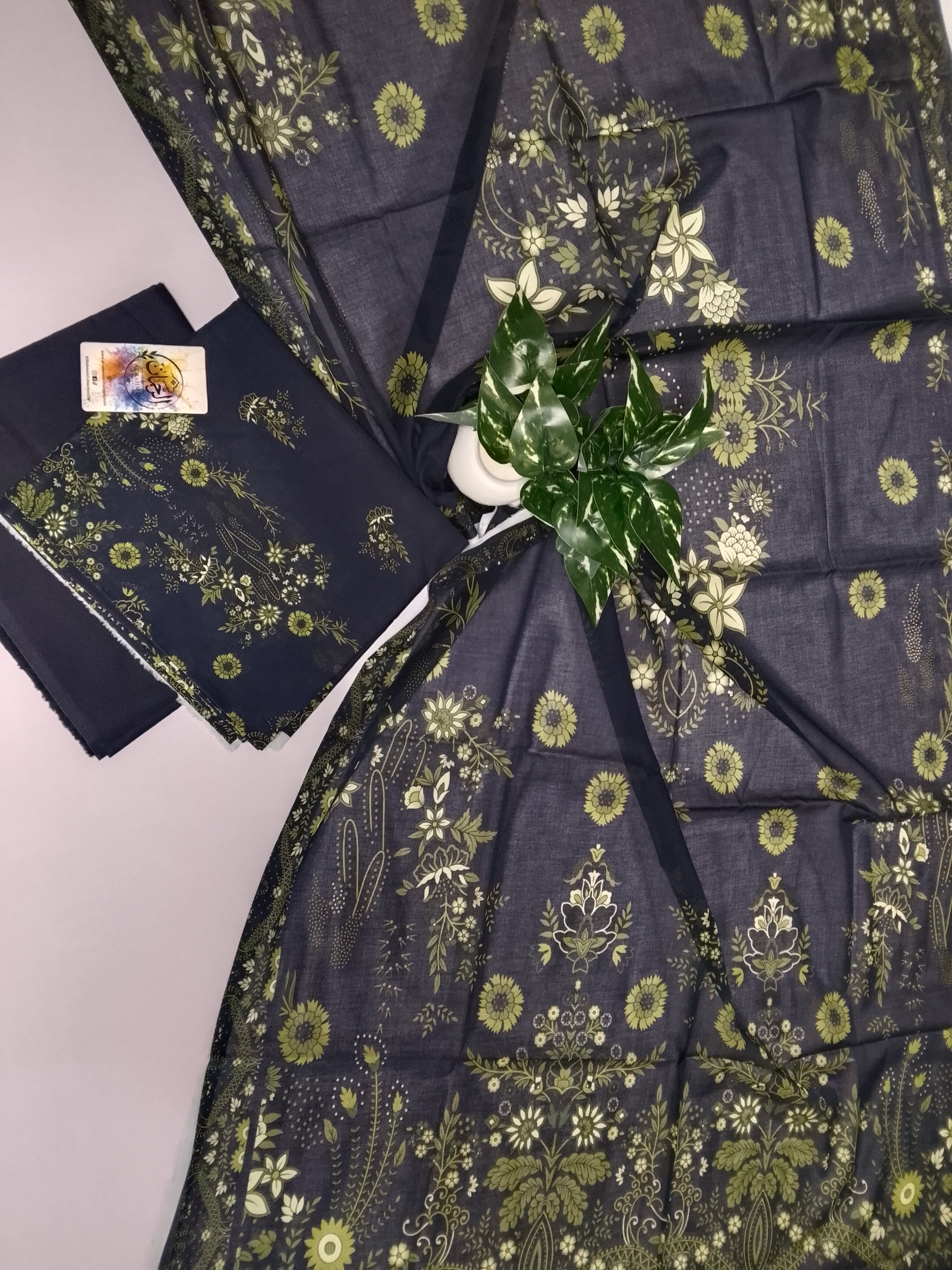 Sophisticated Dark Navy Blue Unstitched 3 Piece Lawn Suit
