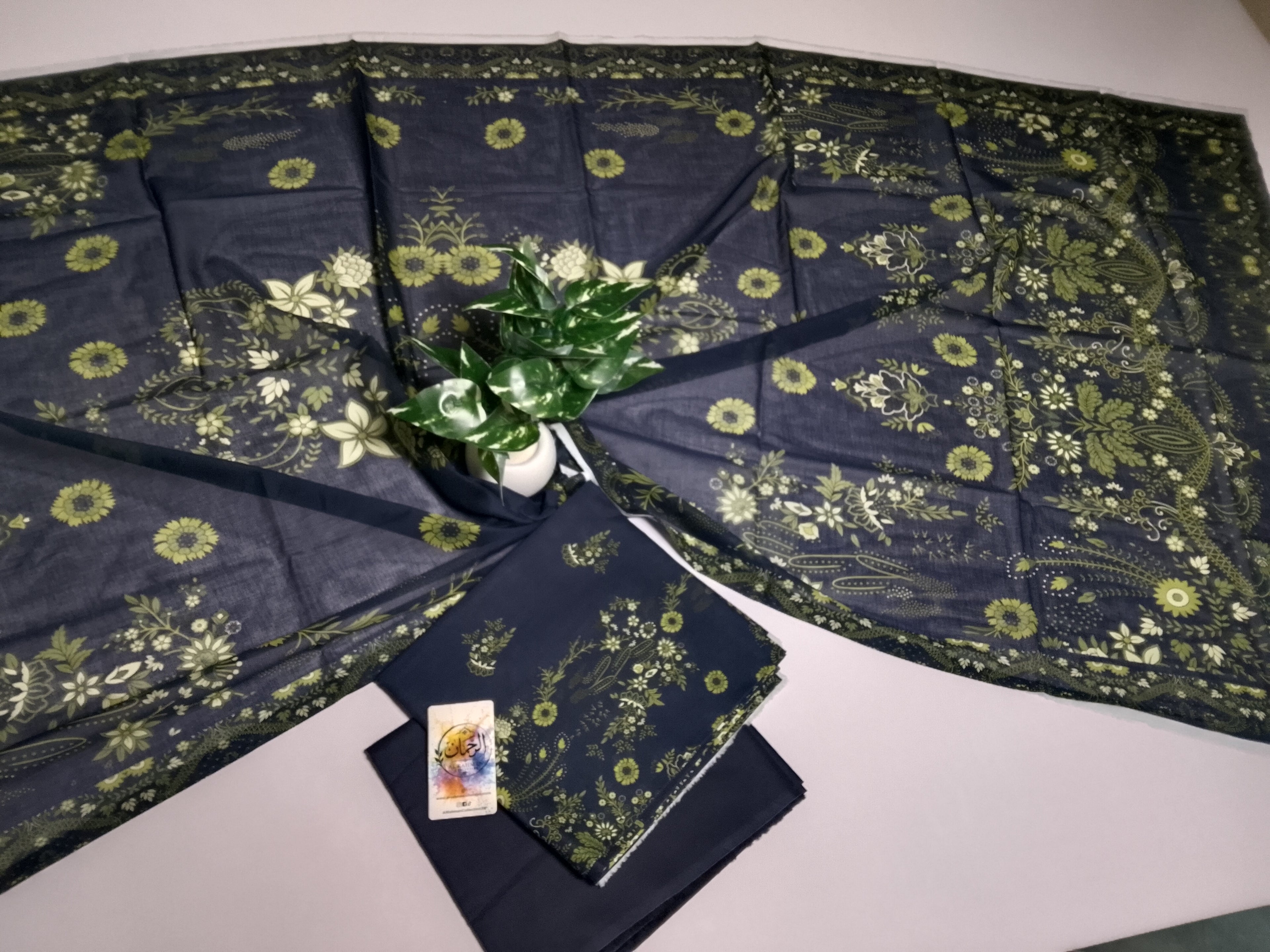 Sophisticated Dark Navy Blue Unstitched 3 Piece Lawn Suit