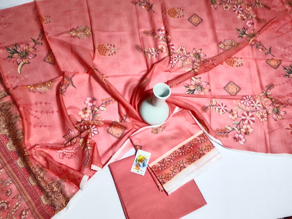 Premium Peach Color 3PC Lawn Suit