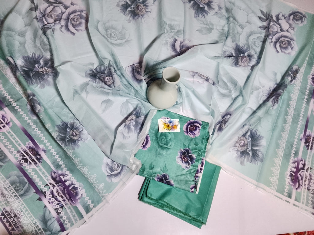 Elegant Mint Green Unstitched 3 Piece Lawn Suit