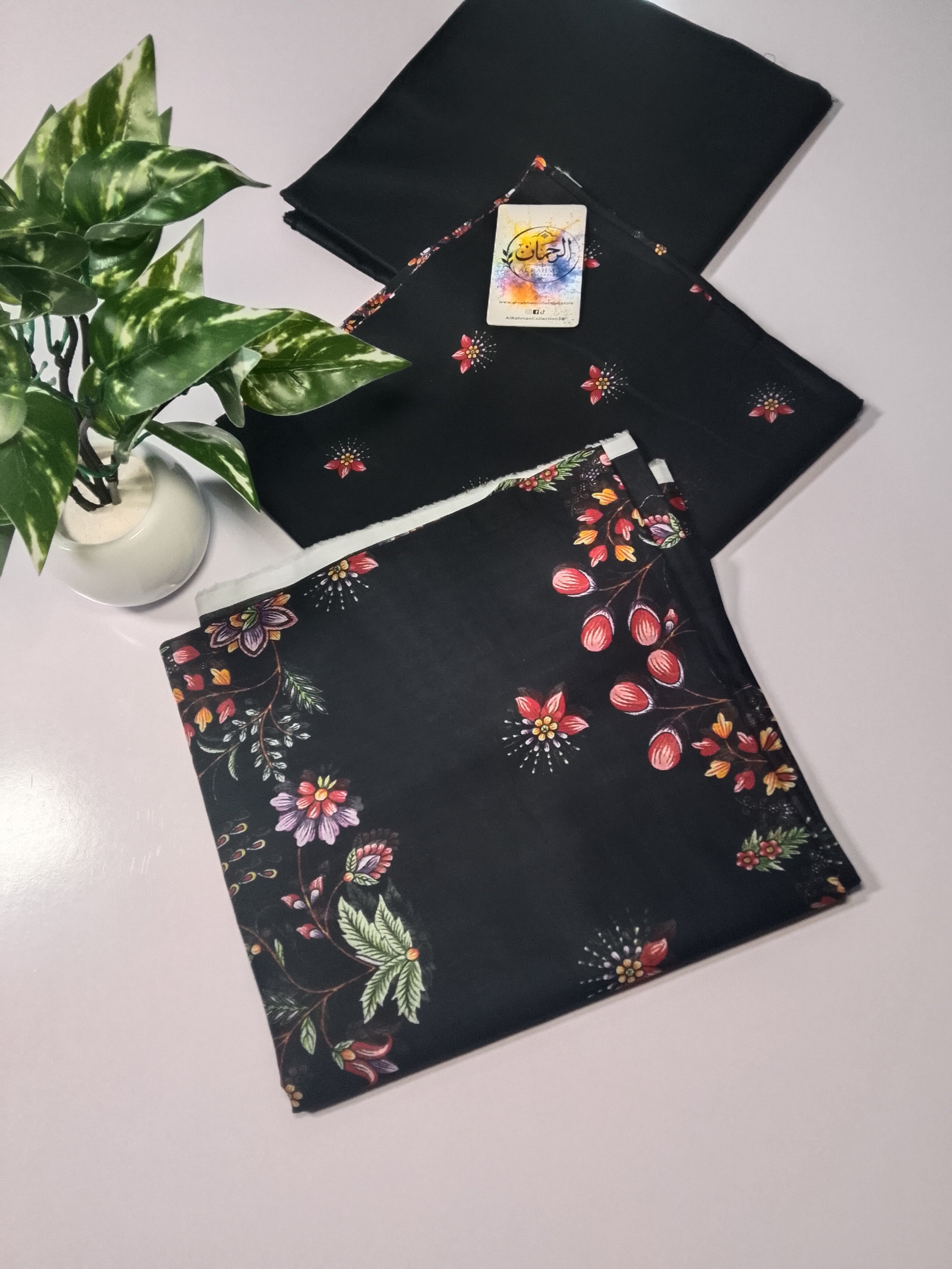 Premium Black 3 Piece Lawn Suit