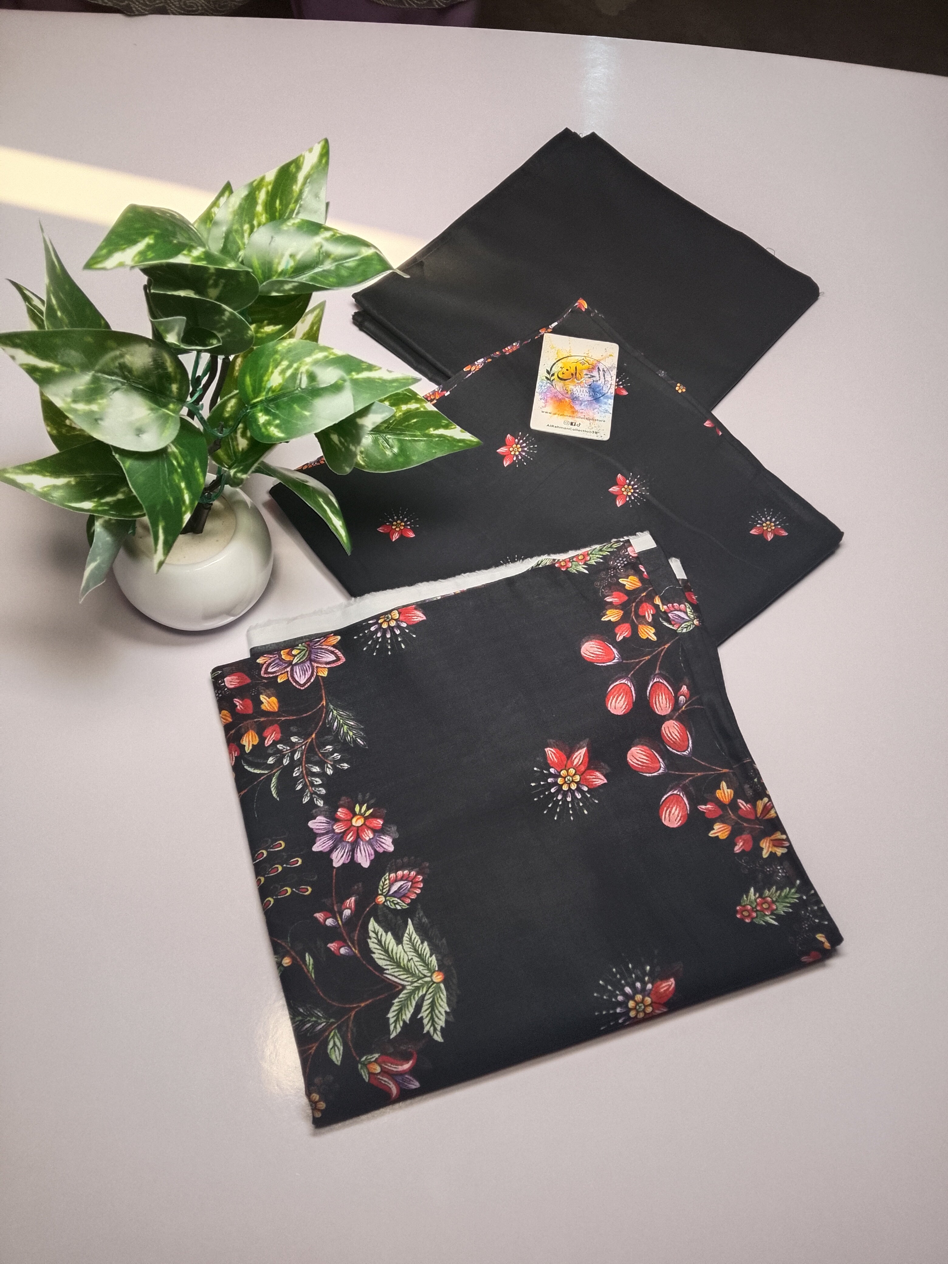 Premium Black 3 Piece Lawn Suit