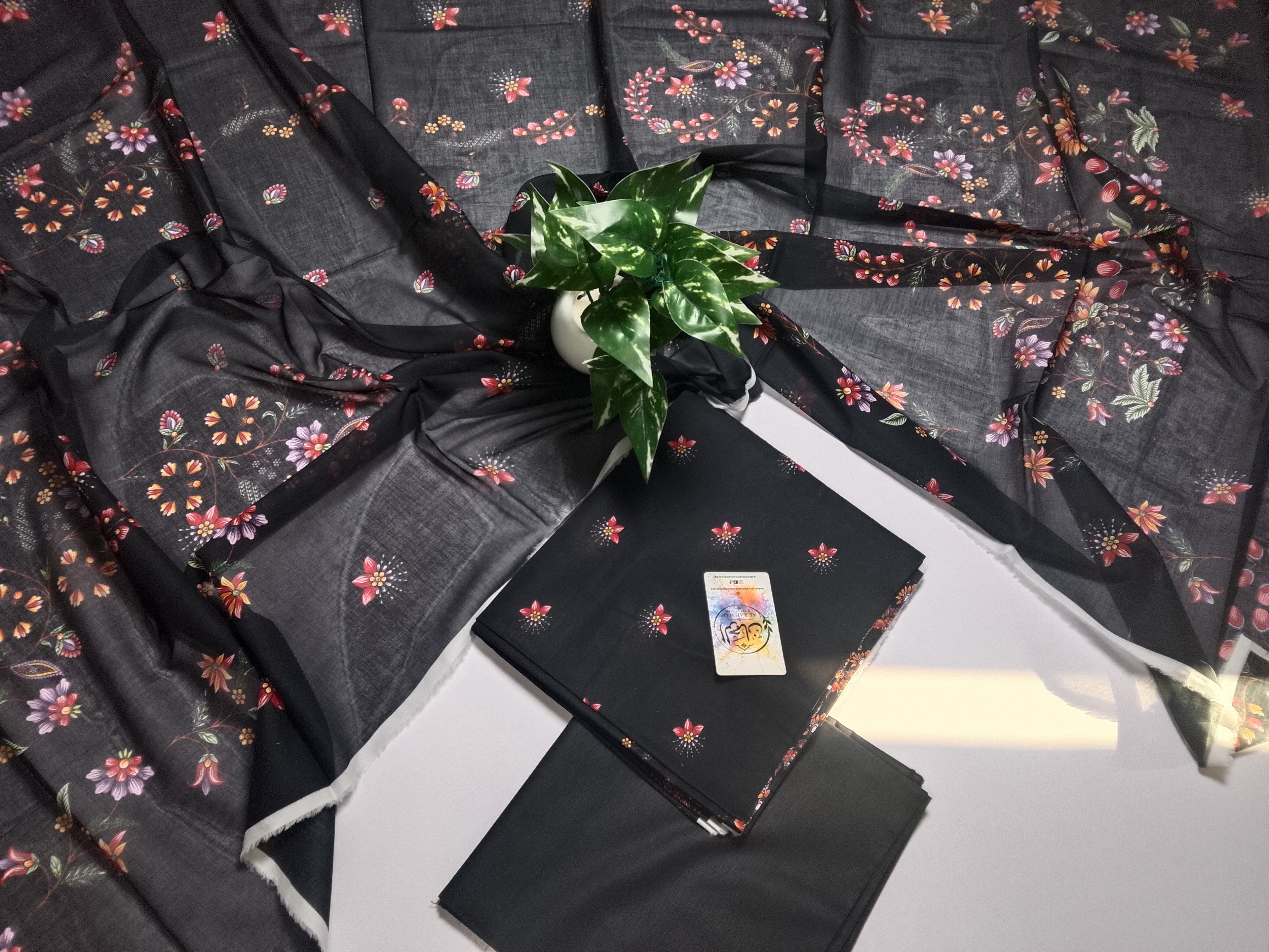 Premium Black 3 Piece Lawn Suit