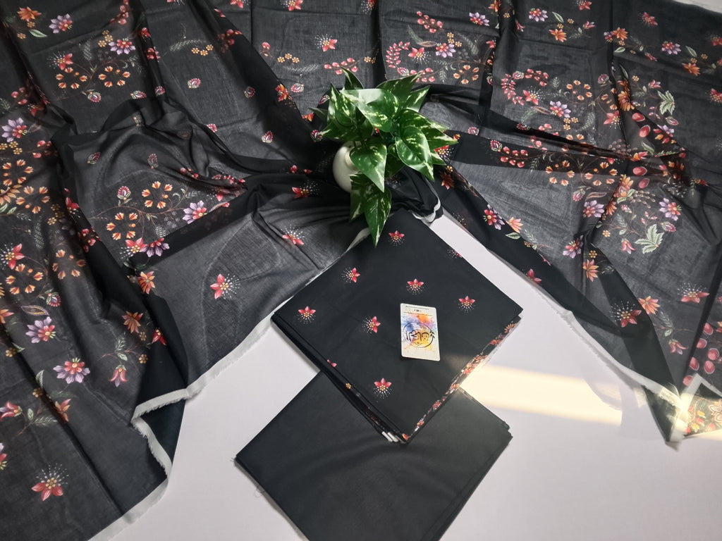 Premium Black 3 Piece Lawn Suit