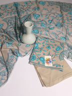 Elegant Cream Beige Unstitched 3 Piece Lawn Suit