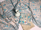 Elegant Cream Beige Unstitched 3 Piece Lawn Suit