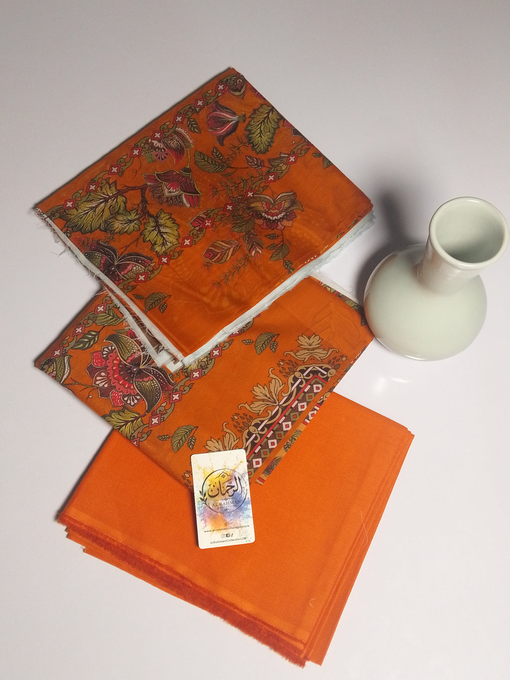Vibrant Orange Unstitched 3 Piece Lawn Suit |
