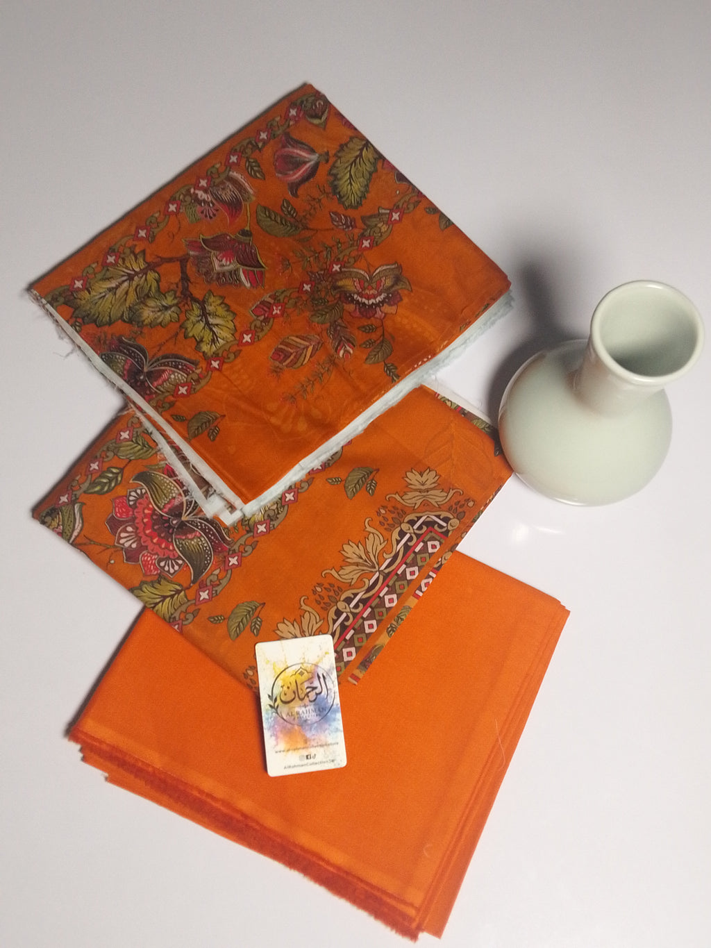 Vibrant Orange Unstitched 3 Piece Lawn Suit |