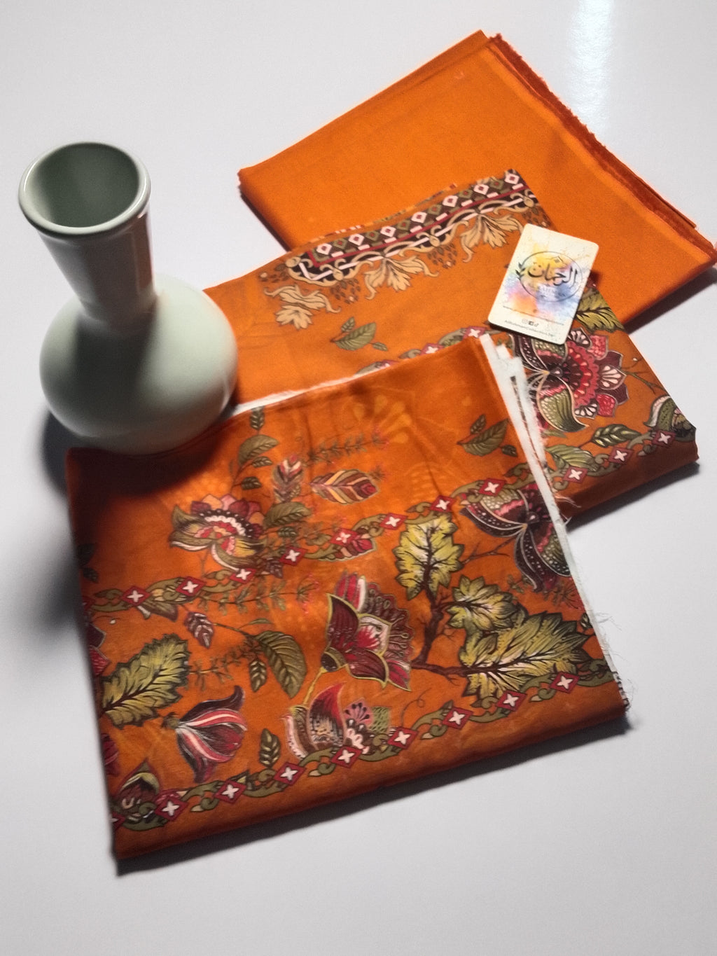 Vibrant Orange Unstitched 3 Piece Lawn Suit |