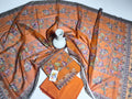 Vibrant Orange Unstitched 3 Piece Lawn Suit |