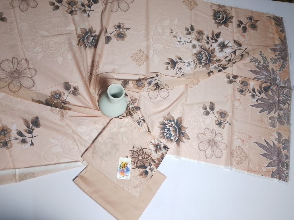 Premium Cream Beige Unstitched 3 Piece Lawn Suit