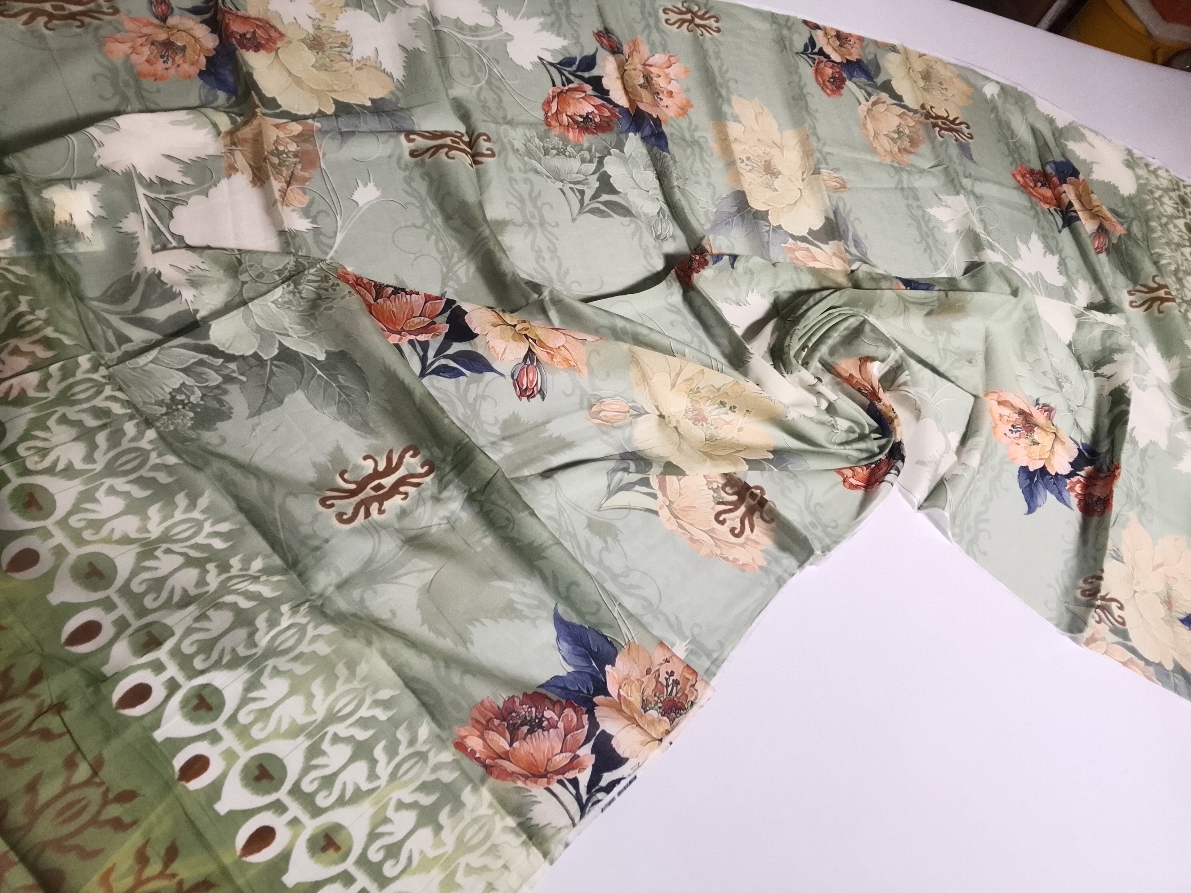 Graceful Sage Green Unstitched 3 Piece Lawn Suit